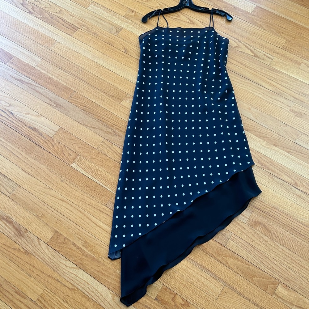 Black with White Polka-dots. Slip Dress